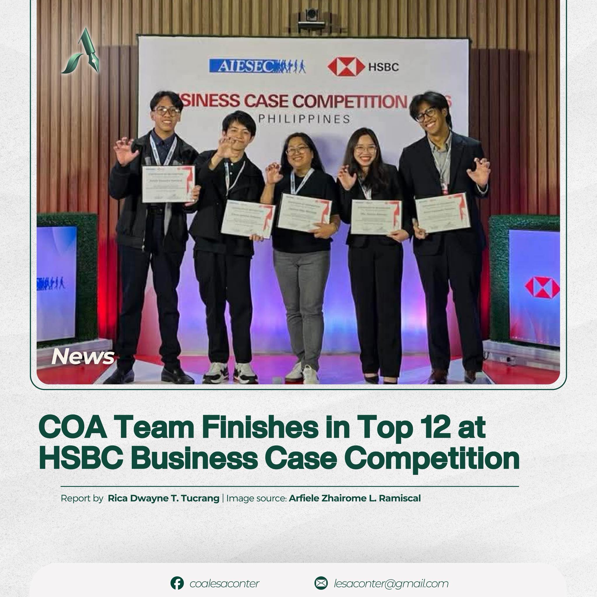 COA Team Finishes in Top 12 at HSBC Business Case Competition 2026